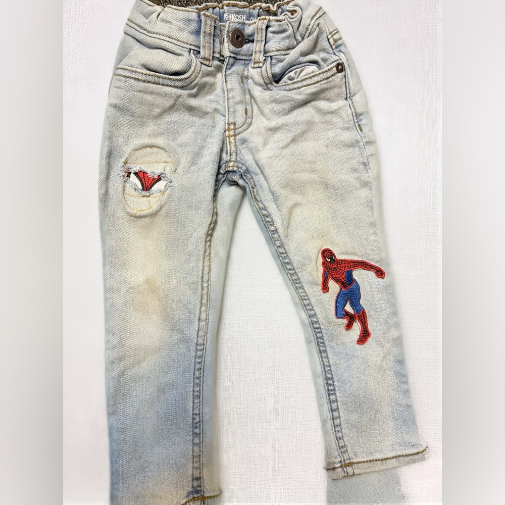 Kids Light Wash Jeans with Spider-Man Patch